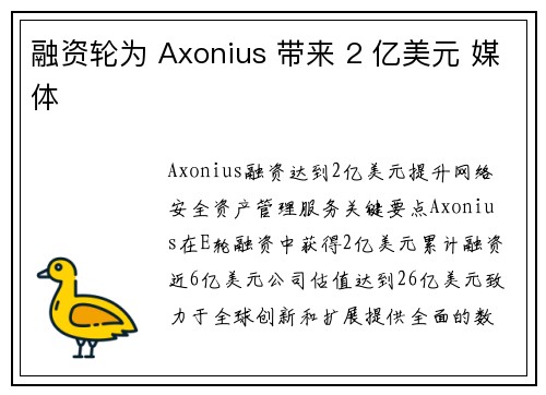 融资轮为 Axonius 带来 2 亿美元 媒体